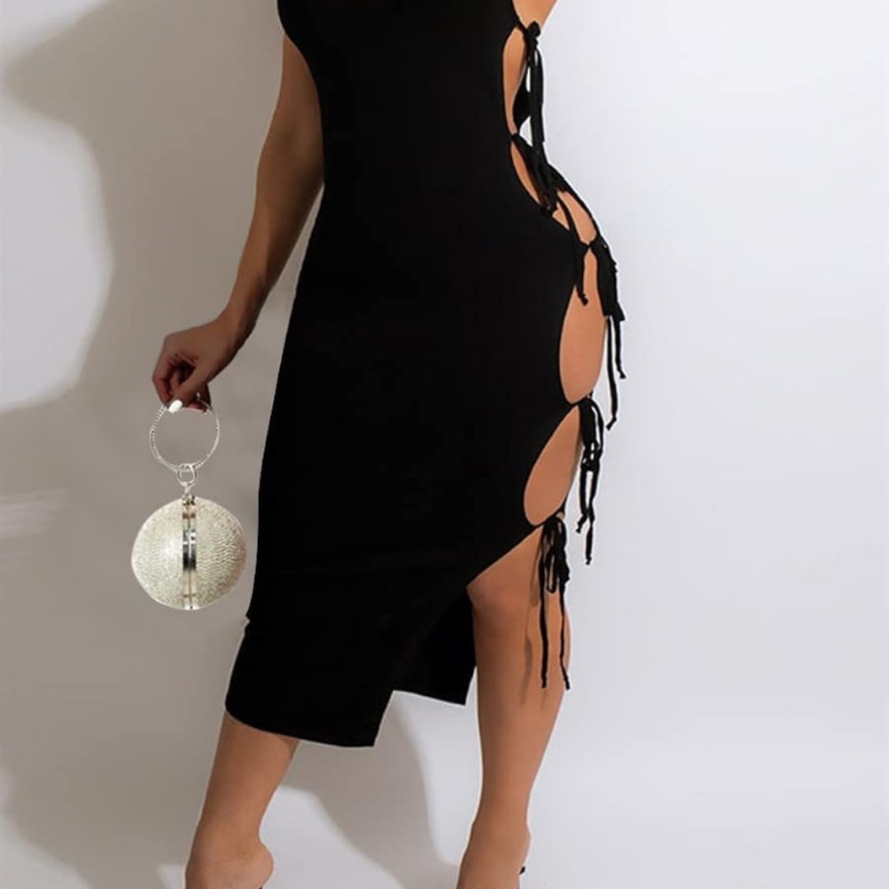 Elegant Black Cut-Out Dress
